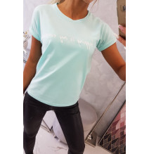 Női póló SHOPPING IS MY CARDIO menta+fekete MI65297