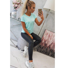 Női póló SHOPPING IS MY CARDIO menta+fekete MI65297