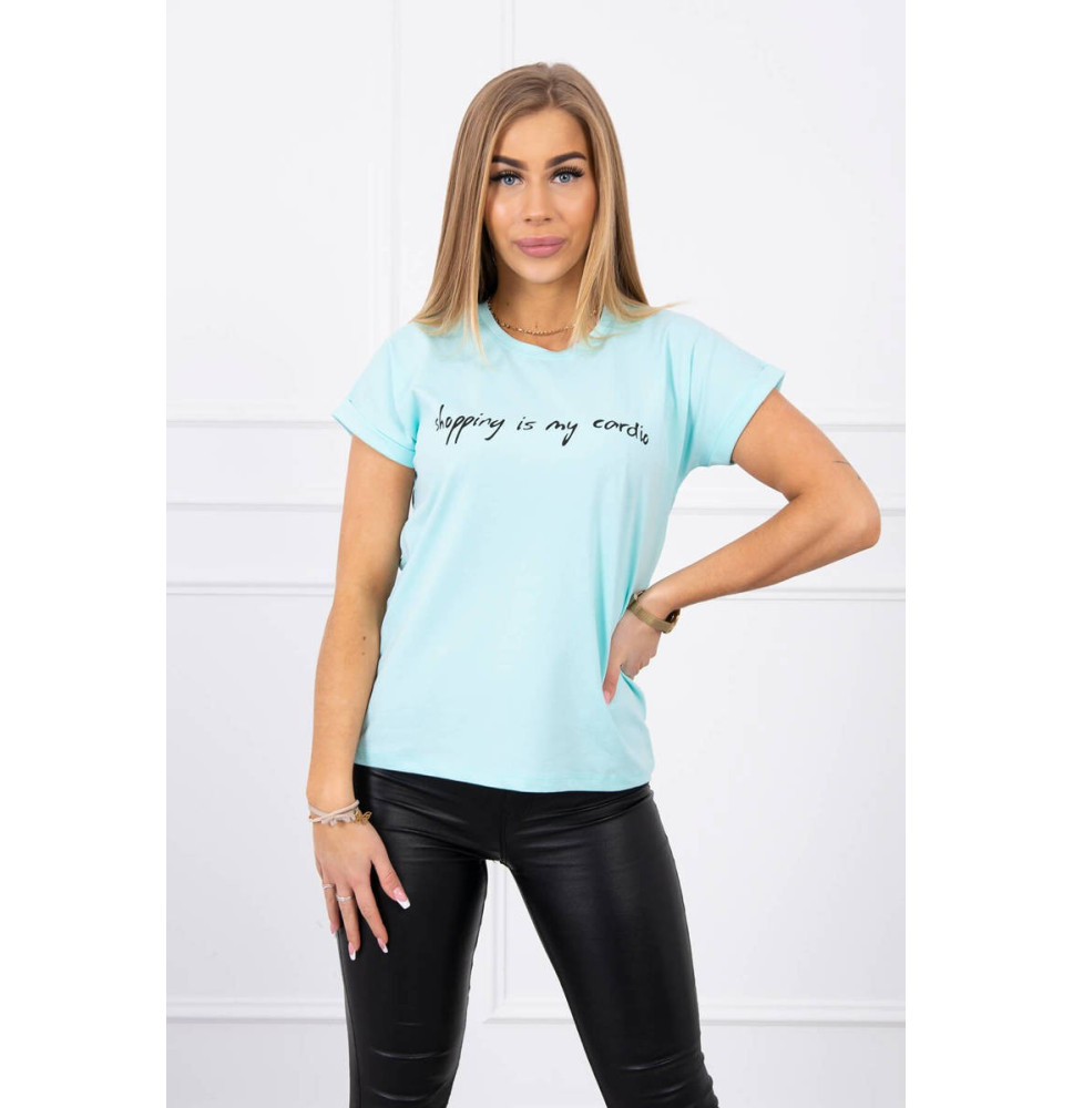 Női póló SHOPPING MY CARDIO menta+fekete MI65297