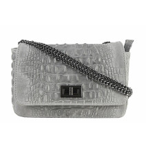 Olasz bőr kézitáska, krokodil 439 szürke