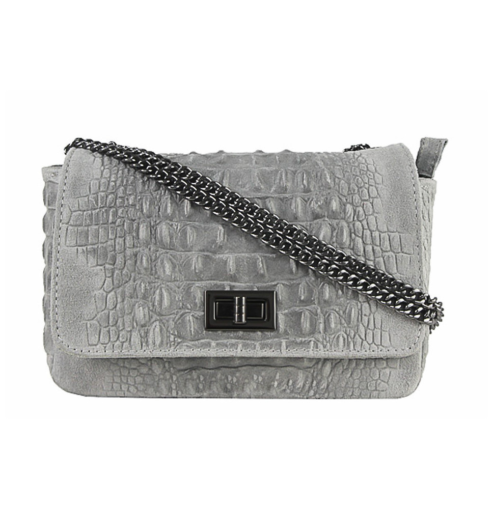 Olasz bőr kézitáska, krokodil 439 szürke