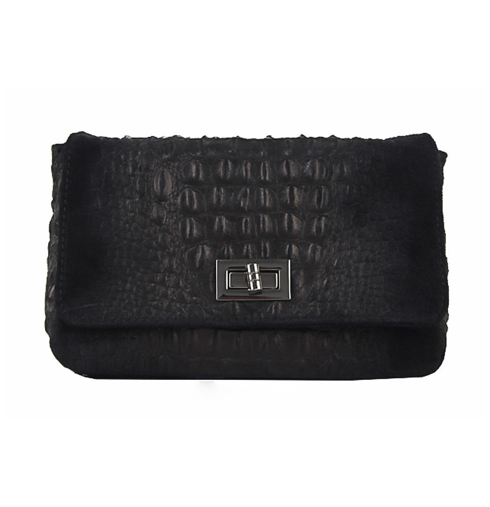 Olasz bőr táska nyomtatás krokodil 439 fekete