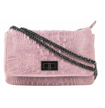 Olasz bőr táska nyomtatás krokodil 439 rózsaszín