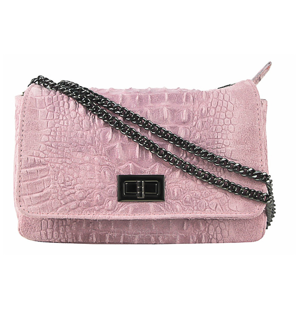 Olasz bőr táska nyomtatás krokodil 439 rózsaszín