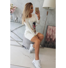 Női ruha grafika színes szalaggal 3D krém