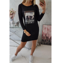 Női ruha nyomtatott formában Handle With fekete