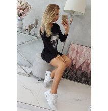 Női ruha nyomtatott formában Handle With fekete