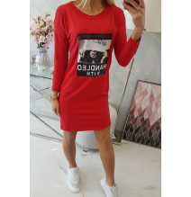 Női ruha nyomtatott formában Handle With piros