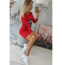 Női ruha nyomtatott formában Handle With piros