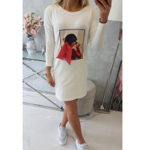 Női ruha grafika pontozott íjjal 3D krém