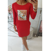 Női ruha grafika Madár 3D piros