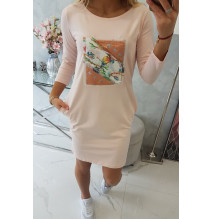 Női ruha grafika Madár 3D por rozsaszín