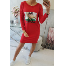 Női ruha Love piros