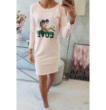 Női ruha Love por rózsaszín