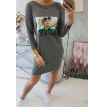 Női ruha Love grafit