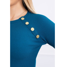 Női ruha díszített gombokkal MI5918 tenger színe