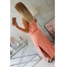 Hosszú ruha réses MI8893 lazac