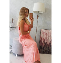 Hosszú ruha réses MI8893 lazac