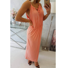 Hosszú ruha réses MI8893 lazac