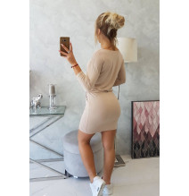 Női ruha MI9013 derékhoz kötve világos bézs