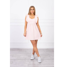 Női ruha fodorokkal MI9082 púder rózsaszín
