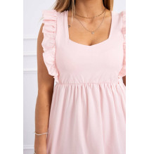 Női ruha fodorokkal MI9082 púder rózsaszín
