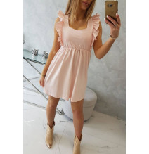 Női ruha fodorokkal MI9082 púder rózsaszín