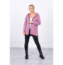 Hőszigetelt pulóver, hosszabb háttal MI68652 sötét rózsaszín