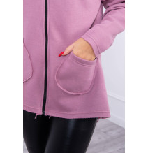 Hőszigetelt pulóver, hosszabb háttal MI68652 sötét rózsaszín