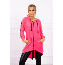 Női cipzáras pulóver, hátsó részben MI8997 neon rózsaszín