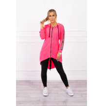 Női cipzáras pulóver, hátsó részben MI8997 neon rózsaszín
