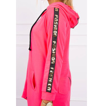 Női cipzáras pulóver, hátsó részben MI8997 neon rózsaszín