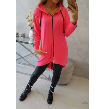 Női cipzáras pulóver, hátsó részben MI8997 neon rózsaszín