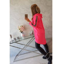 Női cipzáras pulóver, hátsó részben MI8997 neon rózsaszín