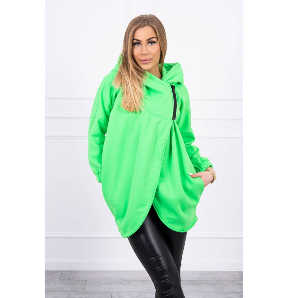 Női pulóver rövid cipzárral MI9110 neonzöld