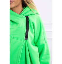 Női pulóver rövid cipzárral MI9110 neonzöld