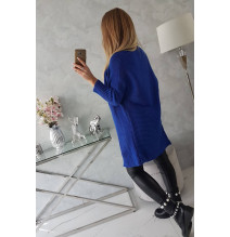 Női pulóver denevér típusú ujjakkal MI2019-13 azúrkék