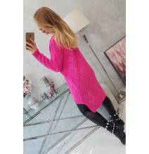 Női pulóver geometriai mintával MI2020-4 neon rózsaszín