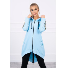 Női cipzáras pulóver, hátsó részben MI8997 égszínkék