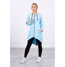 Női cipzáras pulóver, hátsó részben MI8997 égszínkék