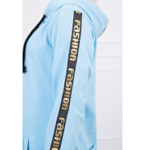 Női cipzáras pulóver, hátsó részben MI8997 égszínkék