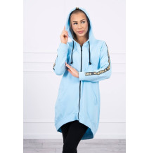 Női cipzáras pulóver, hátsó részben MI8997 égszínkék