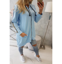 Női cipzáras pulóver, hátsó részben MI8997 égszínkék