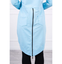 Női cipzáras pulóver, hátsó részben MI8997 égszínkék