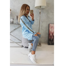 Női cipzáras pulóver, hátsó részben MI8997 égszínkék