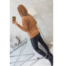 Dámsky sveter, s výstrihom 2019-33 camel