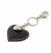 Bőr kulcstartó szív fekete