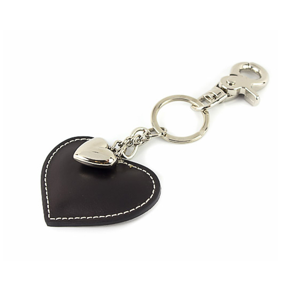 Bőr kulcstartó szív fekete