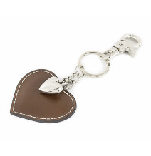 Bőr kulcstartó szív szürke-barna