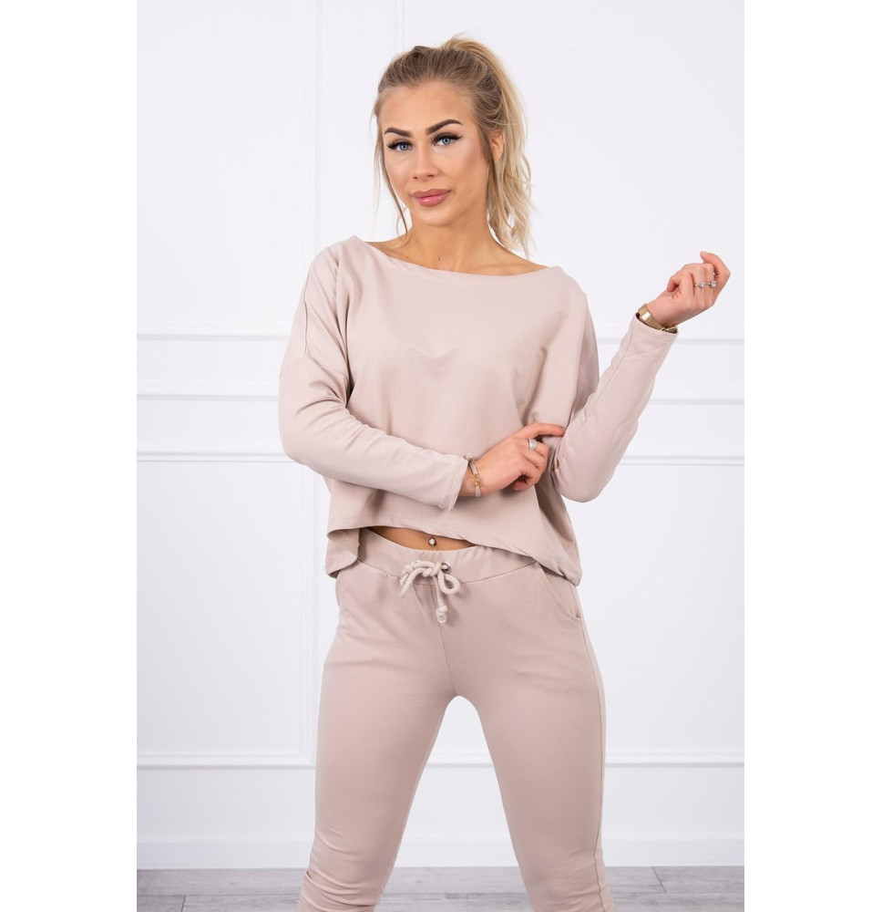 Női szett túlméretes blúzzal MI9091 bézs